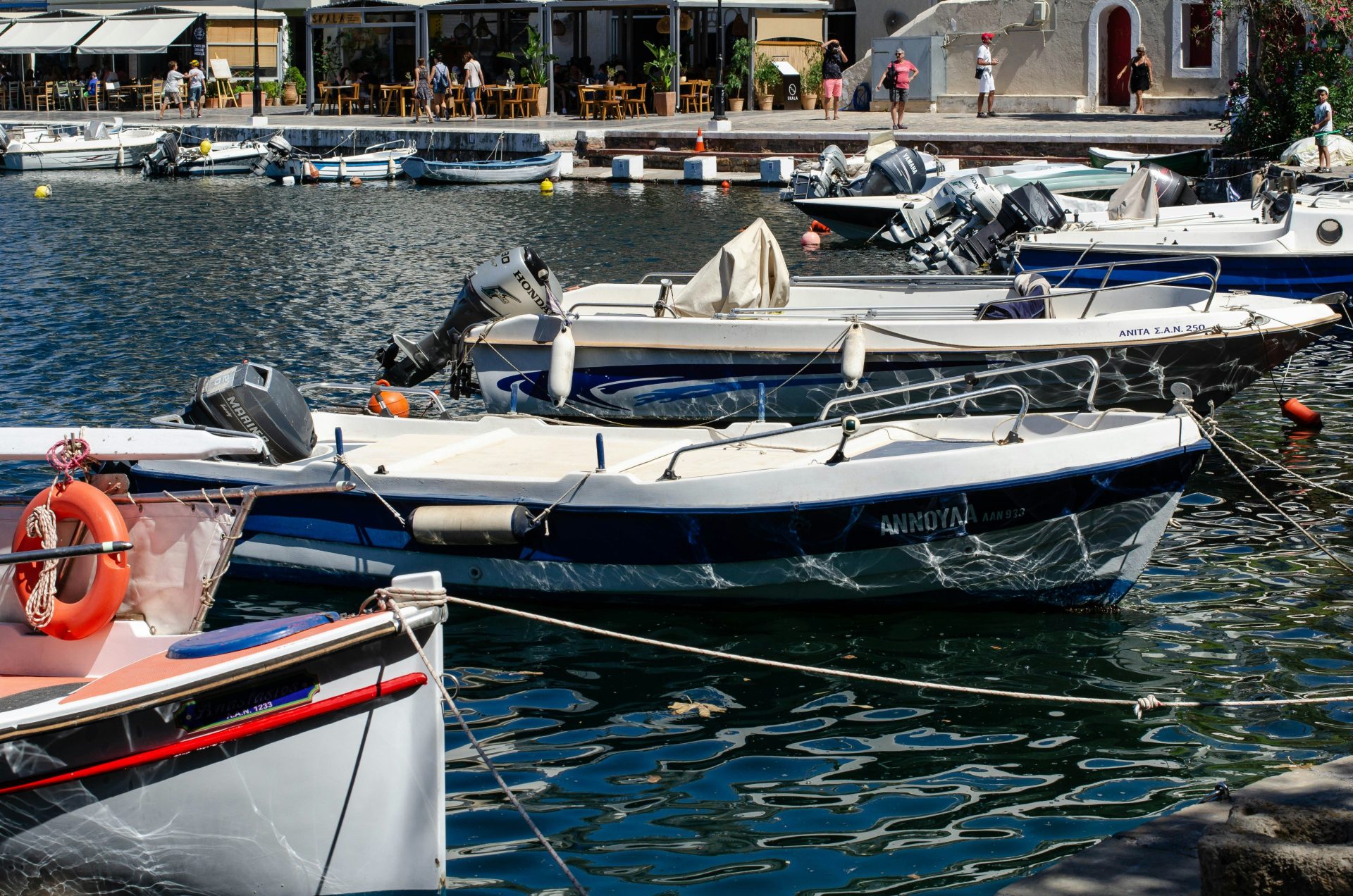 a bunch of boats are docked in the water